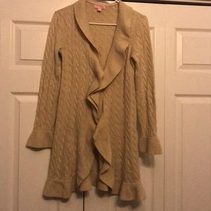 Ruffled cashmere gold sweater by Lilly Pulitzer.